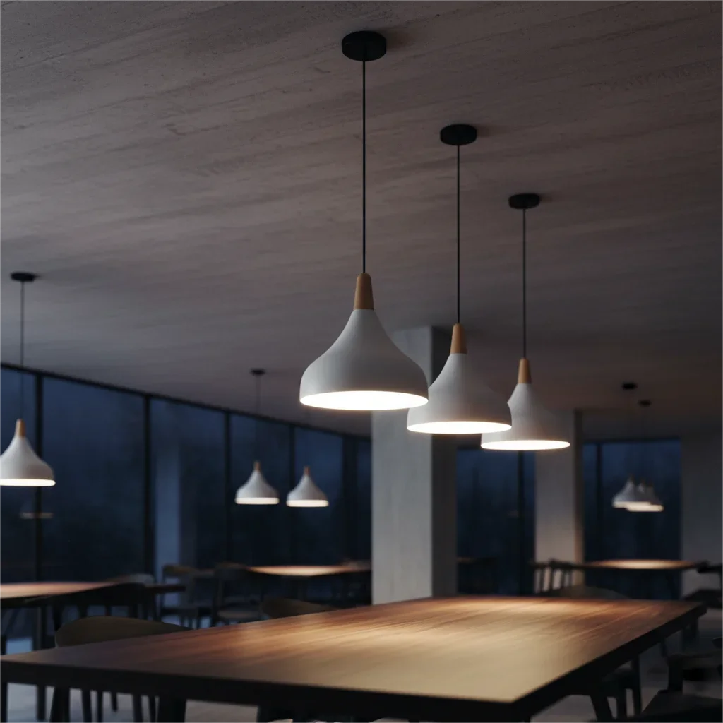 suspension lumineuse moderne pendentif bois éclairage intérieur bleu pastel rose pastel chambre salon