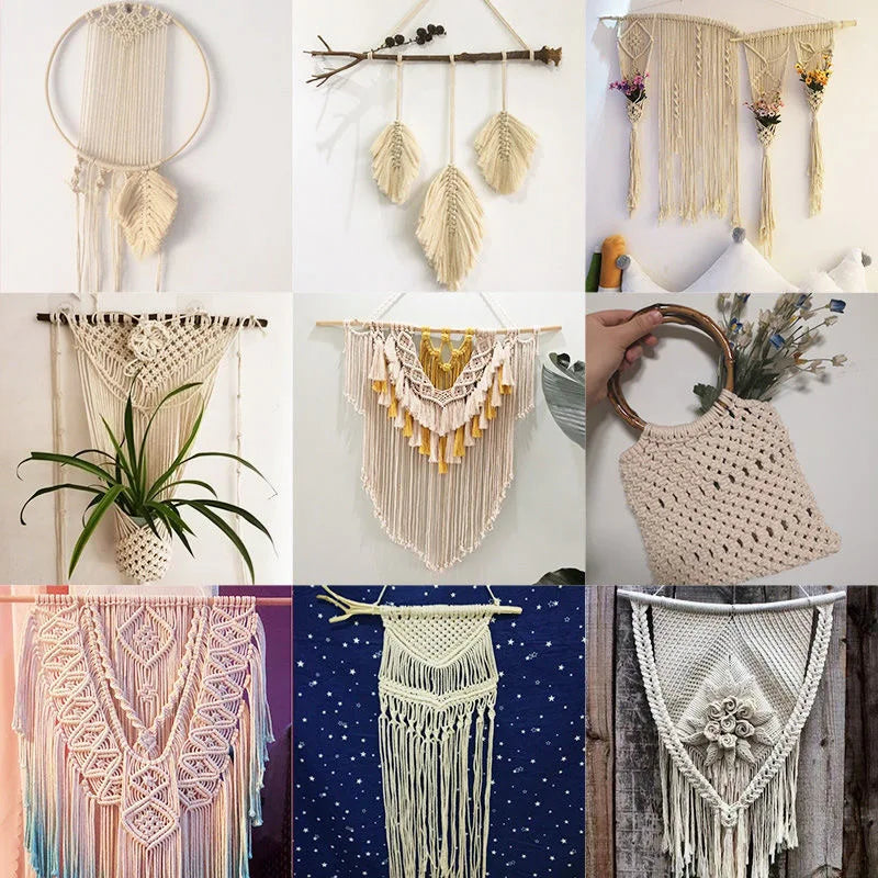 corde macramé coton blanc naturelle décoration murale artisanale bricolage rustique textile