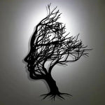 sculpture murale contemporaine silhouette visage noir abstraite métal fixations invisibles 30cmx21cm