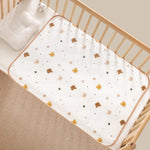 tapis bébé blanc imprimé ours lapins points dorés doux décoratif