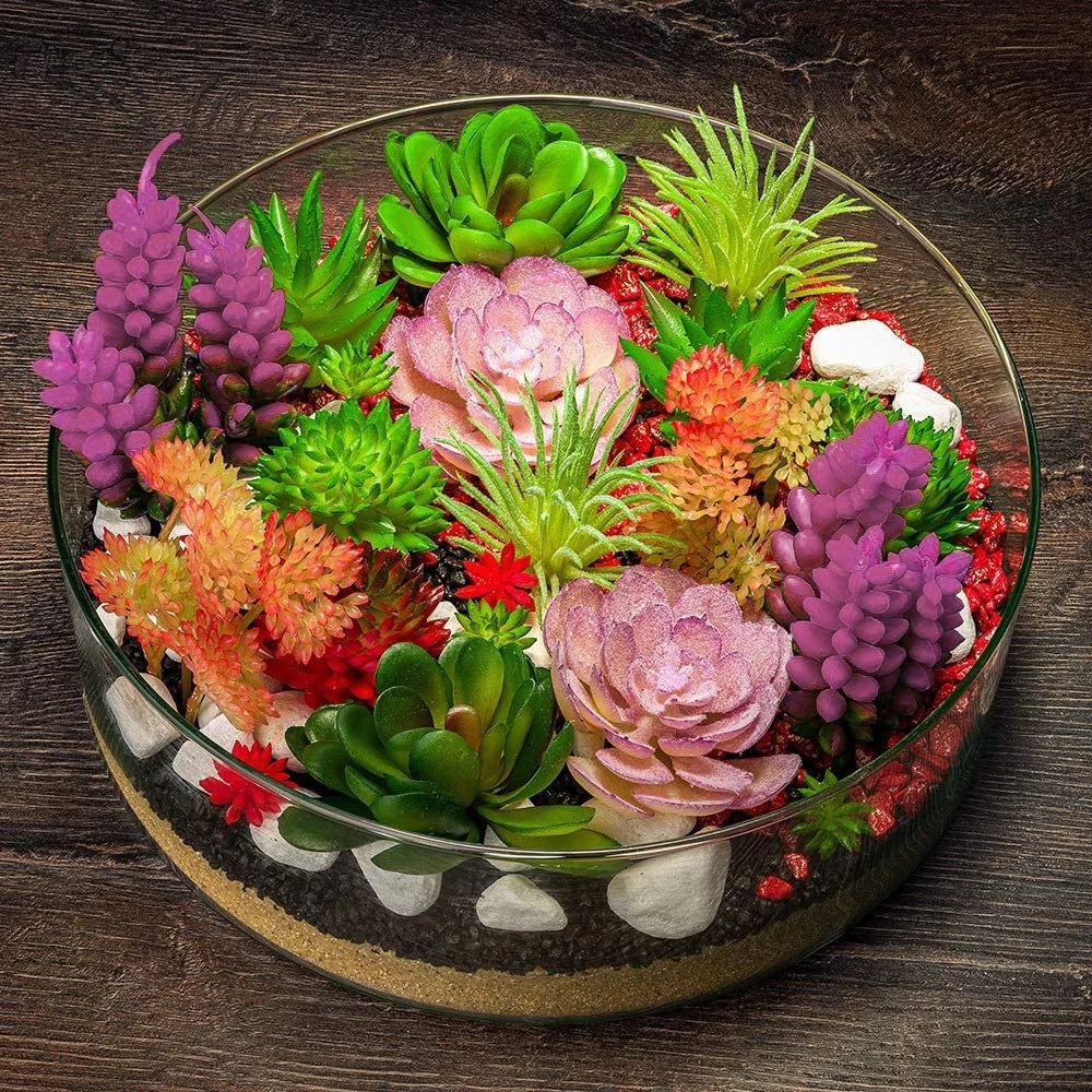 plantes succulentes artificielles vert rose violet rouge moderne décoratif extérieur exposition