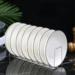 rangement assiettes couvercles casserole acier inoxydable blanc moderne minimaliste drainage auto transparent bois texturé