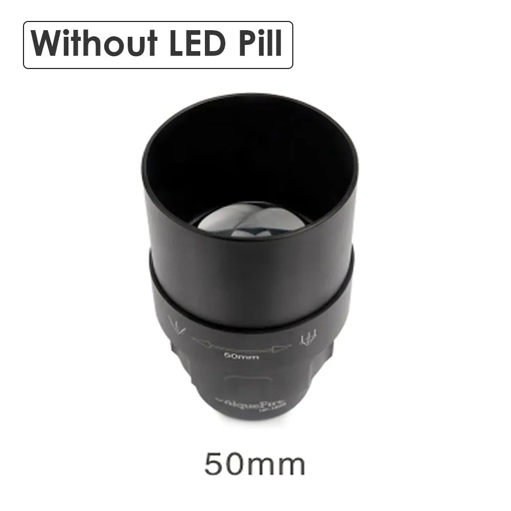 lentille interchangeable noire 75mm 67mm 50mm 38mm lampe torche led rechargeable