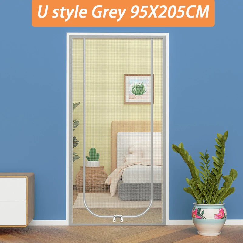 rideaux anti chat filet maille fine gris clair sécuritaire velcro zippé double sens chambre