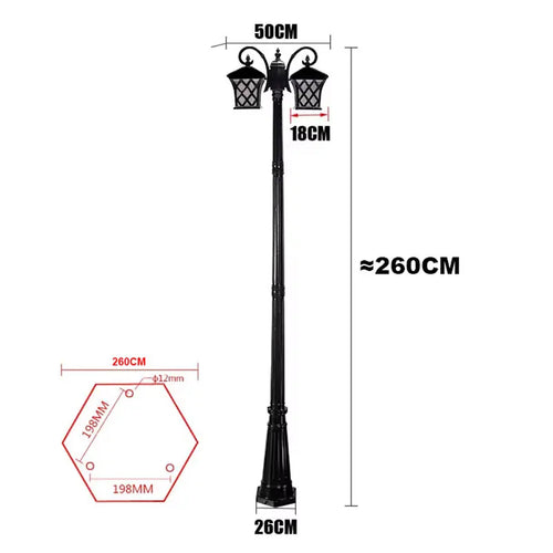 lampadaire classique or noir deux têtes éclairage extérieur ip55 led