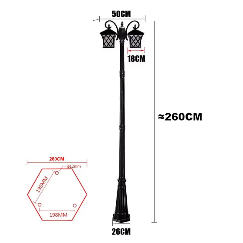 lampadaire classique or noir deux têtes éclairage extérieur ip55 led