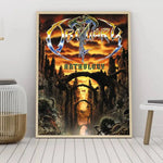 affiche gothique crâne oeil rouge cadre bois décoration murale sombre métal noir