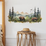 sticker mural ours forestier paysage aquarelle decoration maison chambre enfants moderne