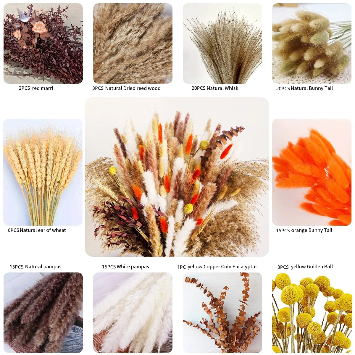 fleurs séchées bouquet pampas plumes graminées décoration intérieure anniversaire mariage rustic naturel