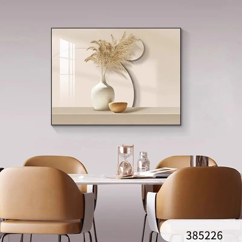 tableau mural moderne minimaliste beige blanc doré motifs géométriques simple texture bois respectueux environnement