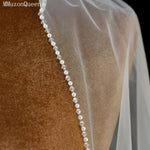 voile mariée blanc bord translucide classique fingertip simple élégant handcrafted