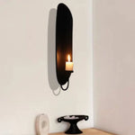 support mural moderne bougeoir métal fer noir bougie decoration salon luxe tranche noire
