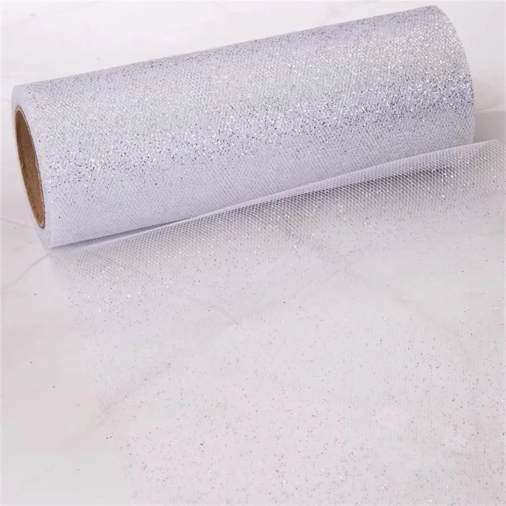 ruban tulle multicolore pailleté argent doré festif 50yards 15cm translucent decoratif