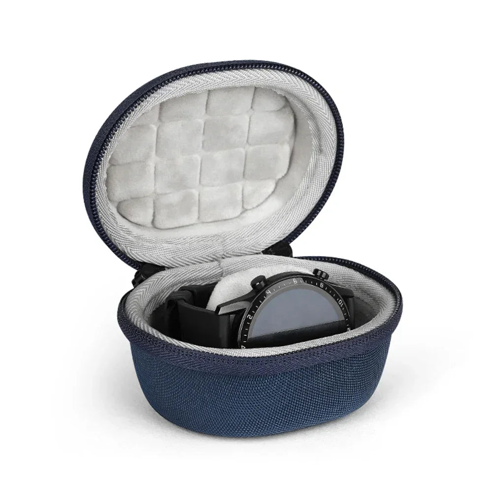 boîte rangement montres tissu mat doublure mousse fermeture glissière noir rouge moderne pratique
