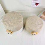 paniers tissus motif lion blanc beige rangement salon respectueux environnement multiple utilisation