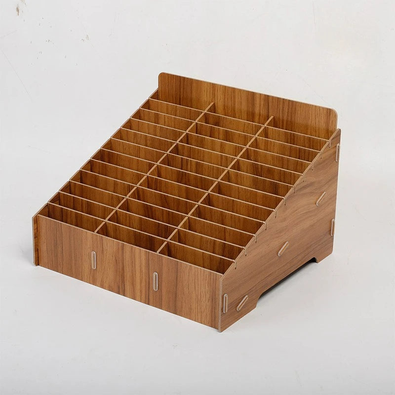 boîte rangement bois naturelle moderne grilles divisées bijoux accessoires rose marron minimaliste