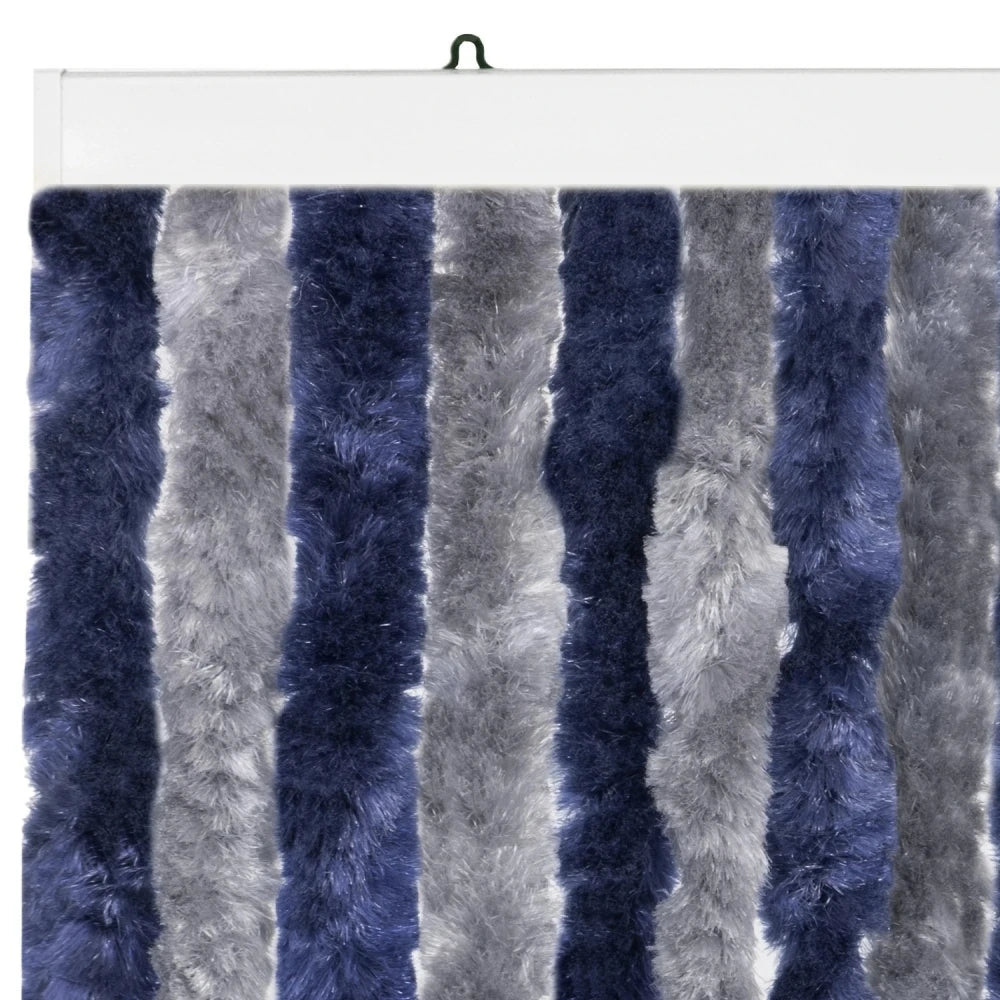 rideau moderne bleu marine gris rayures clips 185cm 56cm camping caravane intérieur
