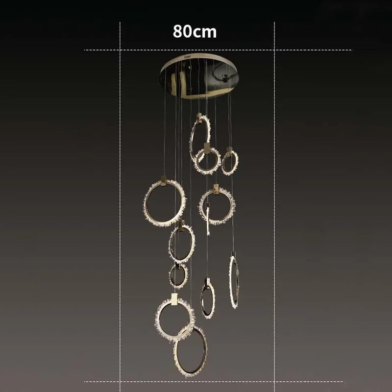suspension circulaire or élégante strass contemporaine clips câbles haute qualité certifications multiples