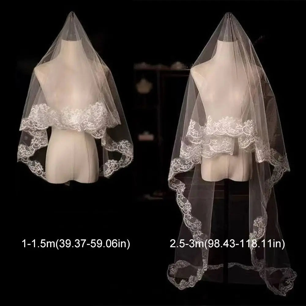 voile mariée blanc dentelle polyester classique translucide 1.5m 2.5 3m