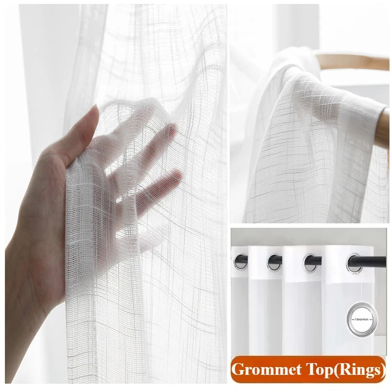 rideaux blancs tulle translucides moderne minimaliste fenêtre chambre coucher machine laver personnalisable grommets