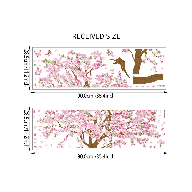 sticker mural fleurs cerisier papillons rose brun décoration enfant chambre salon familial
