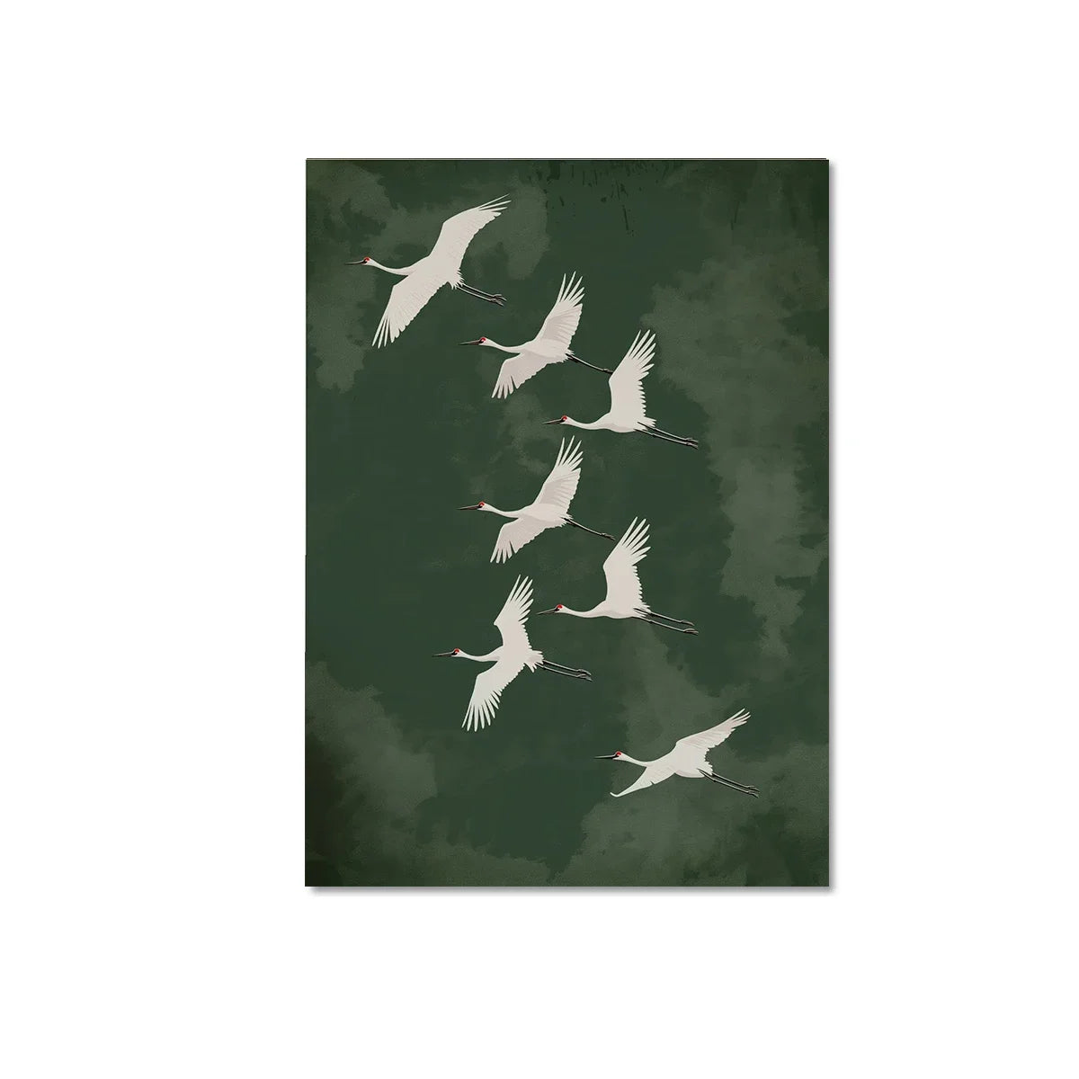tableau toile oiseau blanc fond vert foncé beige clair moderne salon dortoir