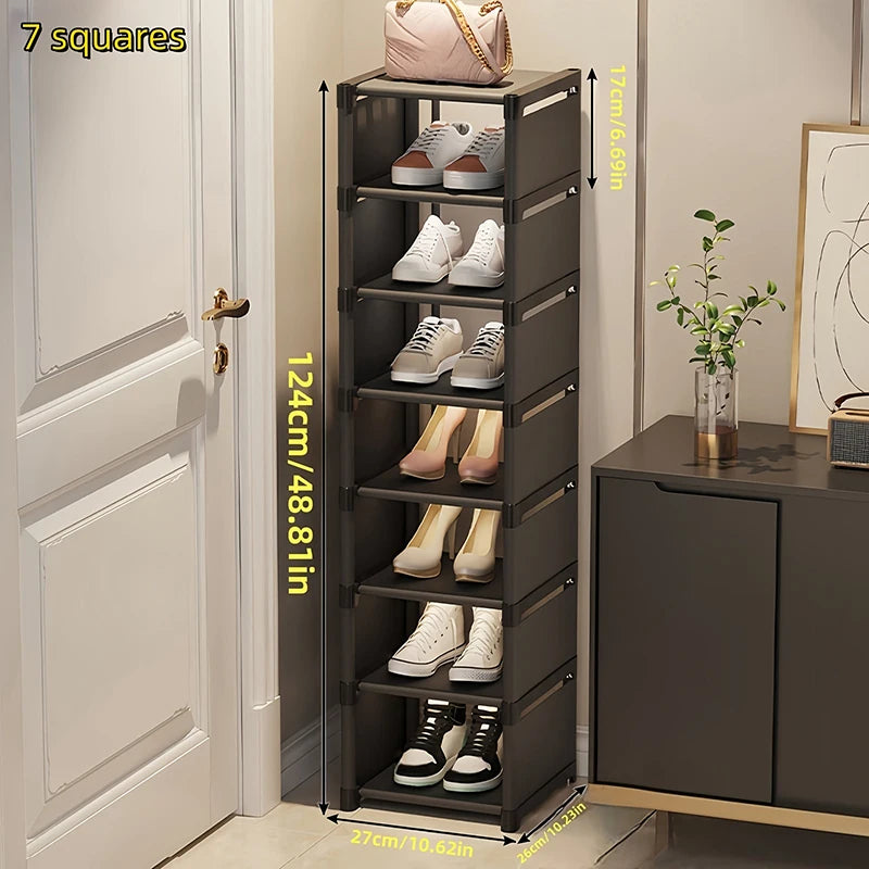 rangement chaussures étagère verticale moderne adhésif gris blanc organisateur rechargeable abs métal multifonction porte