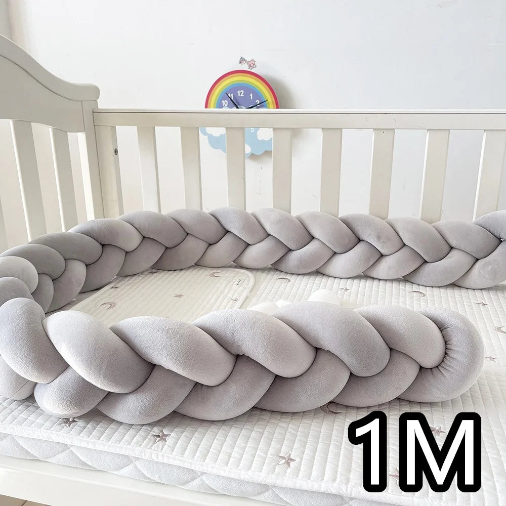 coussin lit tressé berceau bébé protection lit enfant doux blanc rose gris