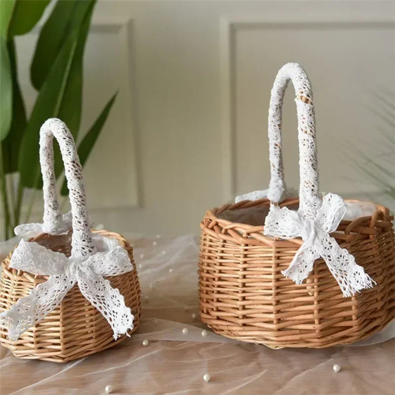 panier osier tressé rustique poignées tissu blanc vintage naturel respectueux environnement