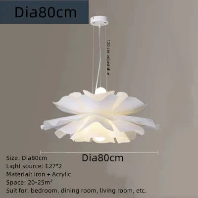 lampe suspendue moderne fleur stylisée blanc opacité chambre salle manger led dia40cm dia50cm dia60cm