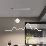 suspension lumineuse moderne ondulée globe lunaire noir blanc beige