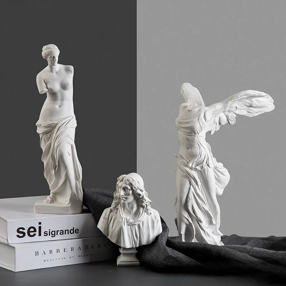 statue déesse victoire ange gréco romaine sculpture résine blanche décoration moderne antique