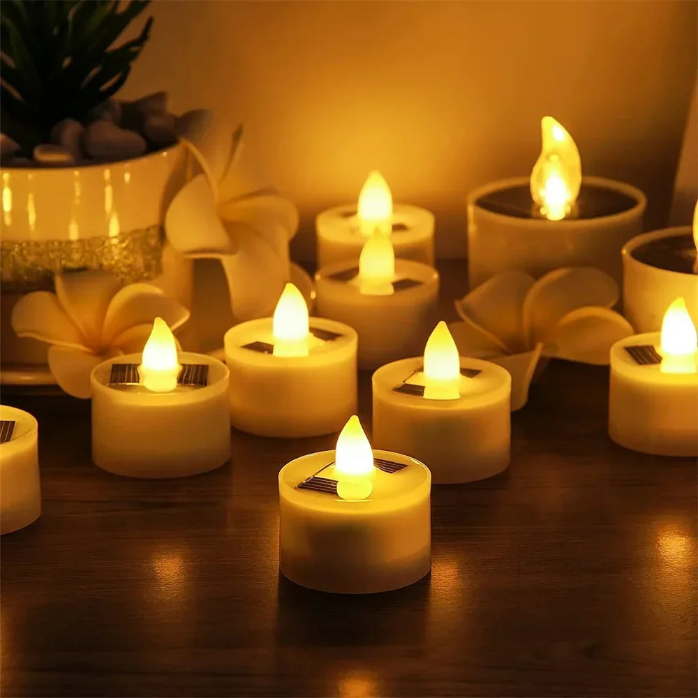 bougies solaires led sans flamme étanches rechargeables extérieur jardin décoration maison moderne blanc simulateur