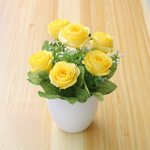 Bouquet artificiel rose blanc bleu jaune violet feuilles vertes décoration intérieure moderne minimaliste