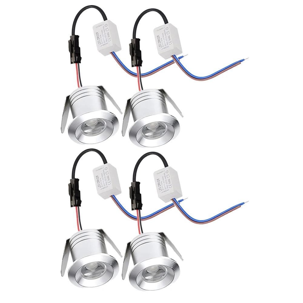 Spot LED 1W 12V 24V argent blanc noir lisse moderne minimaliste encastré