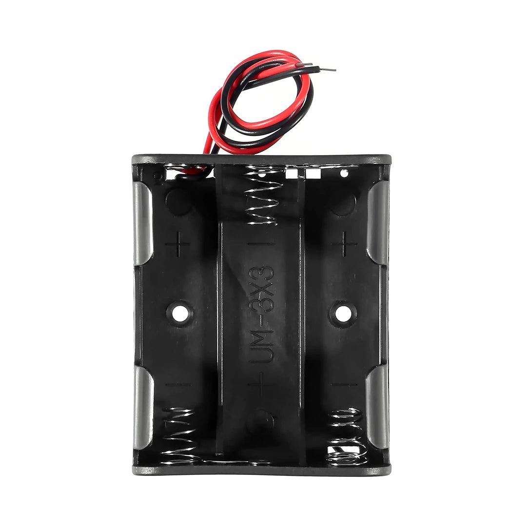 support batteries aa vis fixations boites rangement cables cuivre noir pragmatique multifonctionalité slots