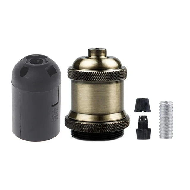 support ampoule e27 métal vintage industriel finition argent bronze cuivre lampe suspension rétro