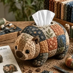 boîte mouchoirs patchwork motifs floraux couture fil élastique motifs géométriques