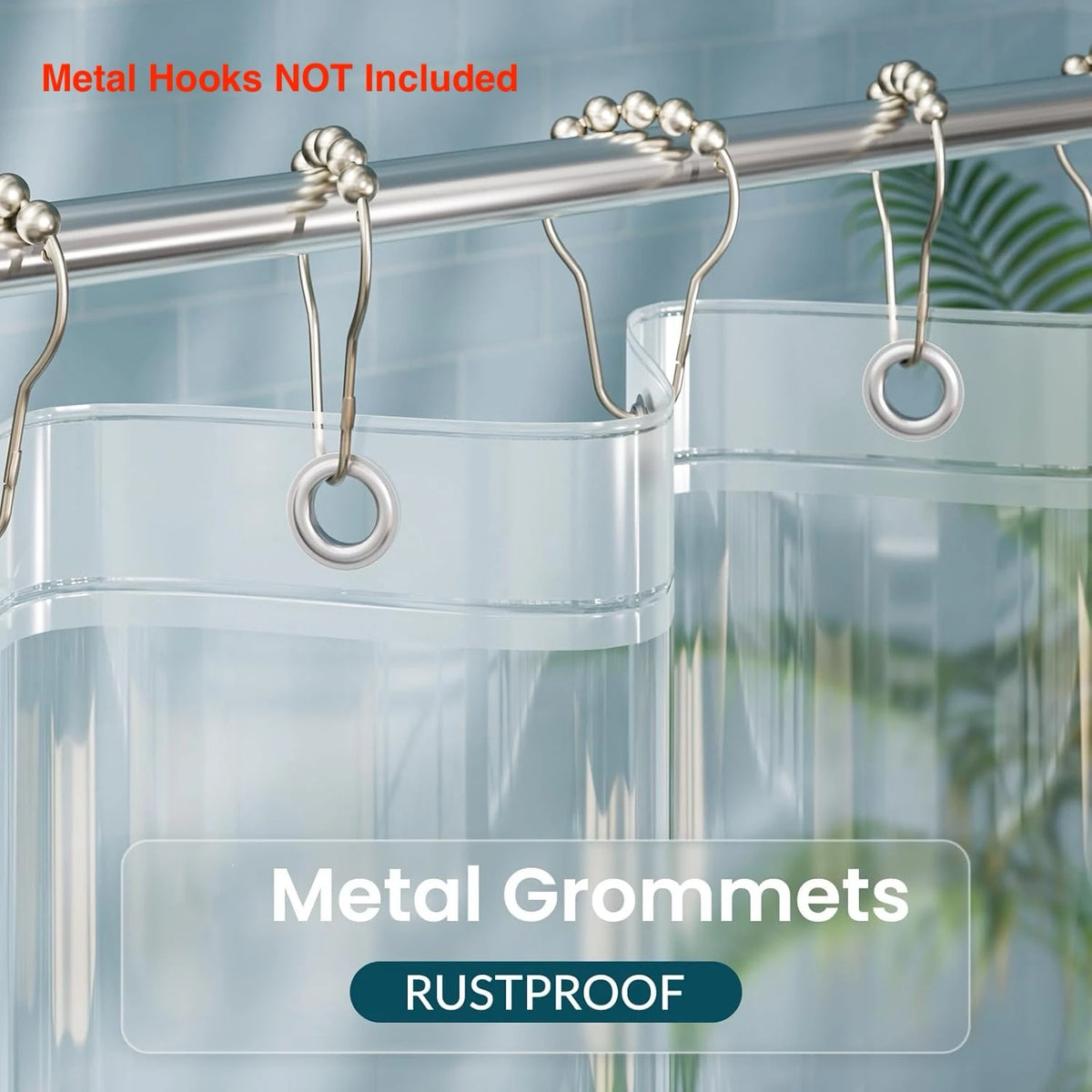 rideau douche moderne transparent rayures verticales aimants anneaux métalliques opaques 120x200cm