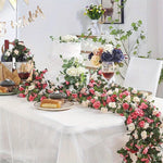 guirlande artificielle rose fleurs feuilles vertes decoration romantique maison mariageintérieur