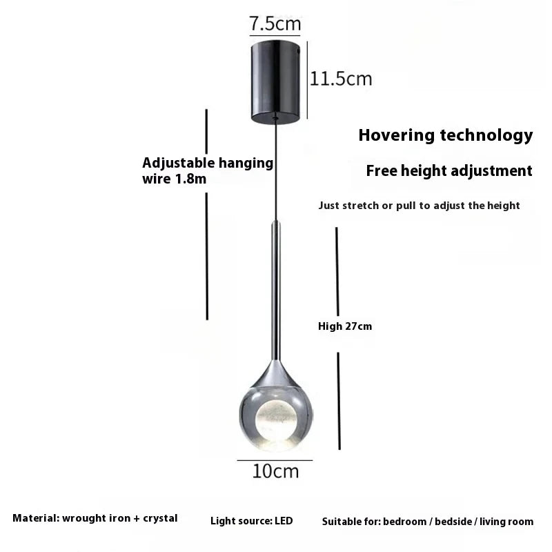 lampe suspendue moderne minimaliste cristal lunaire salle bain restaurant chambre exposition