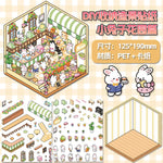 stickers 3d maison poupées animées rose blanc vert décoration enfant crafting mignon detalles adhesifs