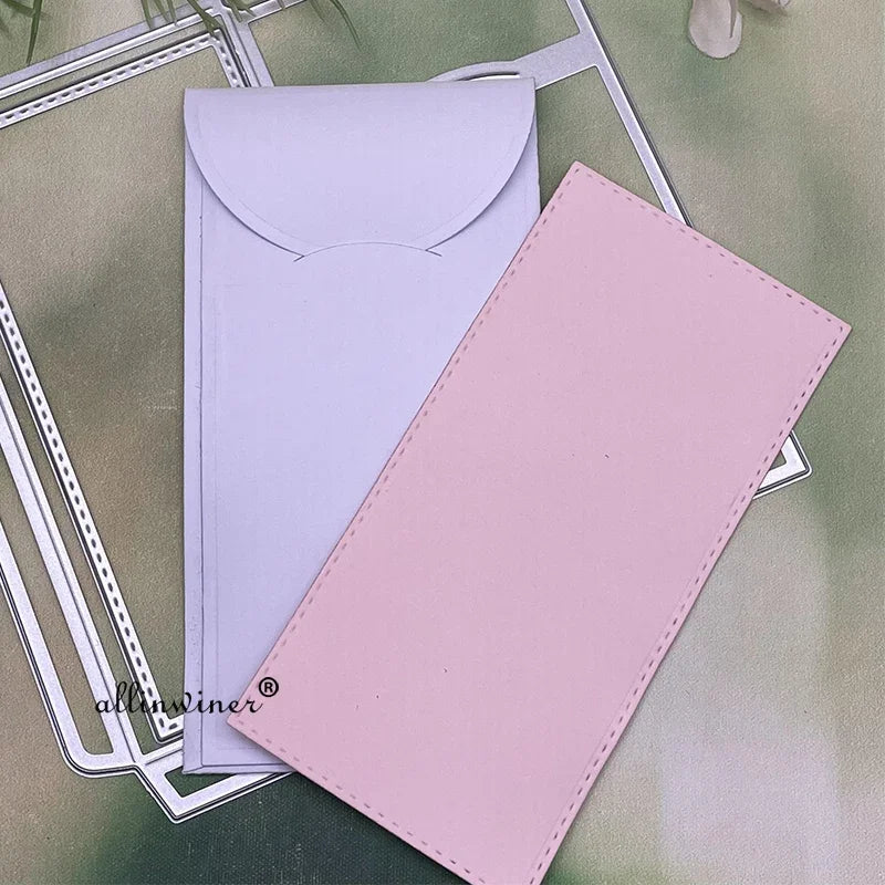 découpe métal scrapbooking pochoir gaufrage décoratif enveloppe rose violette argenté figure irrégulière rectangle