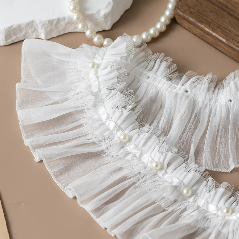 ruban dentelle vintage blanc noir fronces élégant soirée décoration couture 1mètre