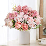 bouquet fleurs artificielles soie mariage décoration maison blanc rose bleu clair vert classiqueintérieur vase