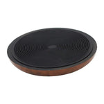 disques decoratifs insert metallique noir marron nuances carbone aspect bois vintage