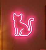 néon chat forme animaux chambre veilleuse led rose blanc moderne adhésif mur opaque