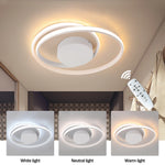 plafonnier led moderne noir blanc doré anneaux concentriques opacité télécommande flux lumineux interrupteur bouton