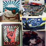 affiche murale moderne toile graphique multicolore décoration pop art rayures diagonales résistante temps