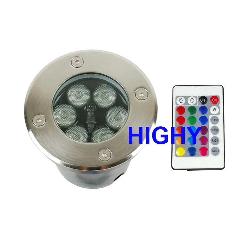 Spot LED argenté moderne télécommande éclairage extérieur IP67 12W 18W 9W